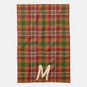 Herbst-Tartan-Karo-Monogramm Geschirrtuch (Vertikal)