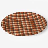 Herbst-Tartan-Karo-Muster | Rustikaler Herbst Pappteller (Schrägansicht)