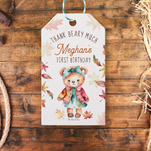 Herbst Teddy Bären Geburtstagsparty danke Geschenkanhänger