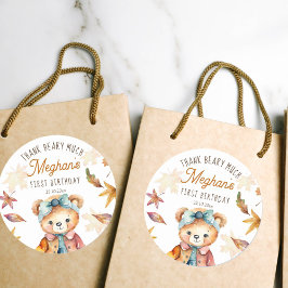 Herbst Teddy Bären Geburtstagsparty danke Runder Aufkleber