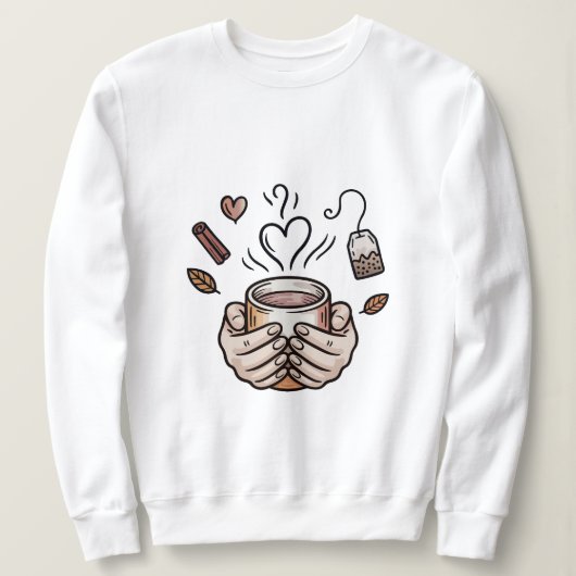 Herbst-Teebecher-Doodle-Illustration Sweatshirt (Design vorne)