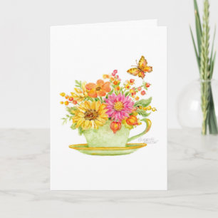 Herbst Teetasse Leere Karte Für Jeden Anlass