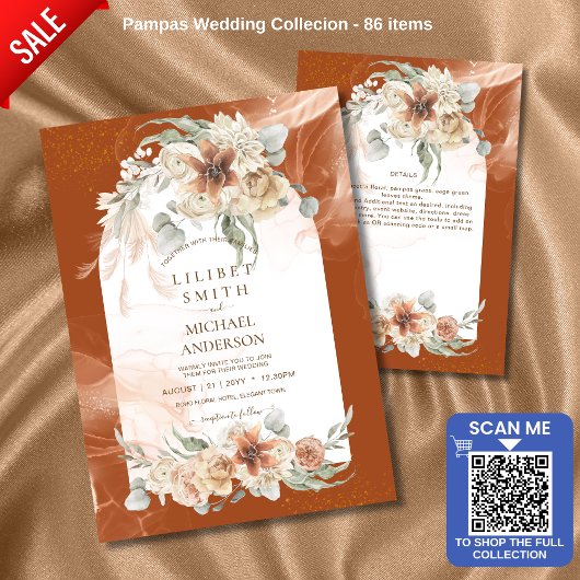 Herbst Terracotta Floral Pampas Grass WEDD
