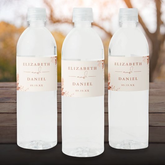 Herbst Terracotta Hochzeit Wasserflaschenetikett