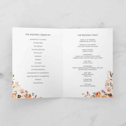 Herbst Terracotta Orange Blume eingewickelt Programm (Innenseite)