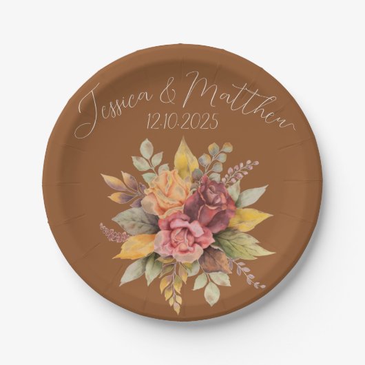 Herbst Terracotta Rustikale Hochzeit Pappteller (Vorderseite)