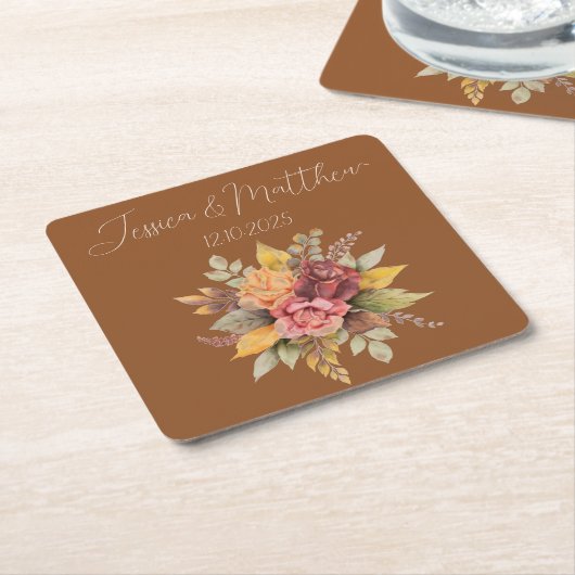 Herbst Terracotta Rustikale Hochzeit Rechteckiger Pappuntersetzer (angewinkelt)