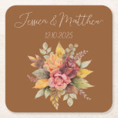 Herbst Terracotta Rustikale Hochzeit Rechteckiger Pappuntersetzer (Vorderseite)