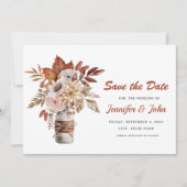 Herbst Terracotta Rustikale Hochzeit Save The Date (Vorderseite)