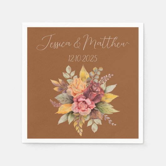 Herbst Terracotta Rustikale Hochzeit Serviette (Vorderseite)