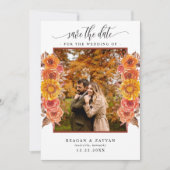 Herbst-Terrakotta-Blumen-Foto Save The Date (Vorderseite)