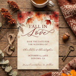 Herbst-Terrakotta-Blumen-Herbstliebe-Hochzeit Save The Date