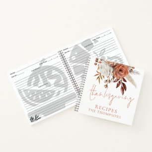 Herbst-Terrakotta-Blumen Thanksgiving-Rezepte Notizblock