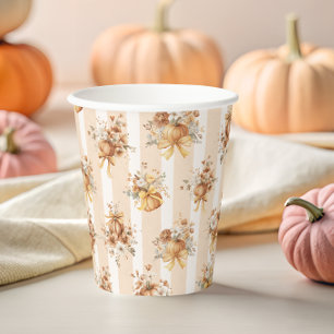Herbst-Terrakotta-Kürbis-Blumen-Schleife-Baby-Part Pappbecher