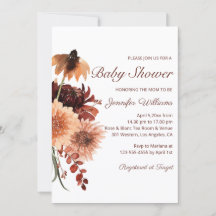 Herbst-Terrakotta-Rost-Blumen-Baby-Party