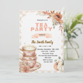 Herbst-Thanksgiving-Teeparty-Einladung Einladung (Stehend Vorderseite)