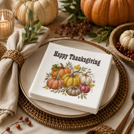 Herbst-Thanksgiving-Wasserfarben-Kürbis Serviette