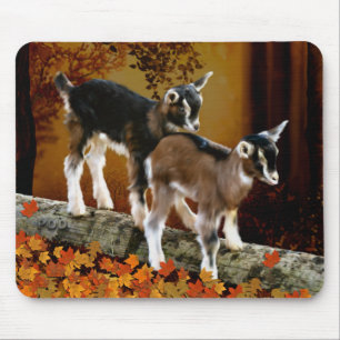 Herbst-Thema-Babyziegen Mousepad
