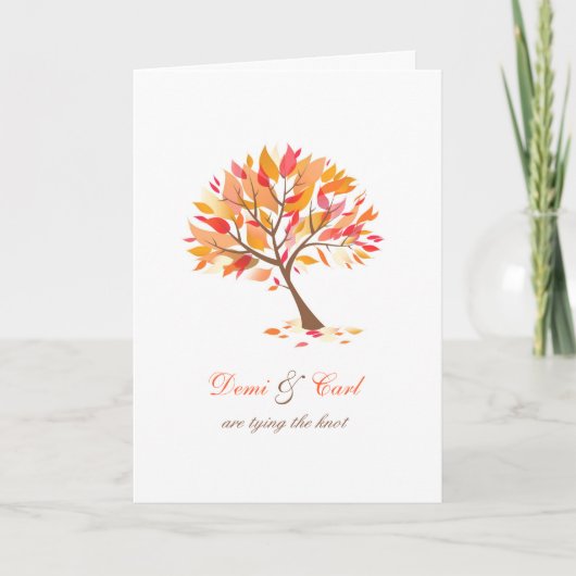 Herbst-Thema-Baum gefaltete Wedding Einladung (Vorderseite)