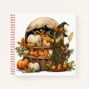 Herbst Thema mit Kürbis für Katzenliebhaber Hallow Notizblock