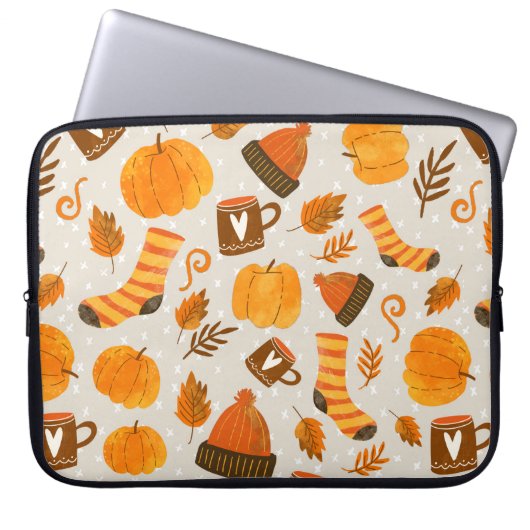 Herbst Thema Nahtloses Muster Tile Laptopschutzhülle (Vorderseite)