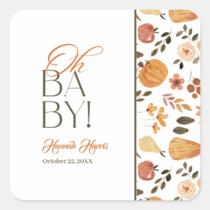 Herbst-Themen-Baby-Party Quadratischer Aufkleber