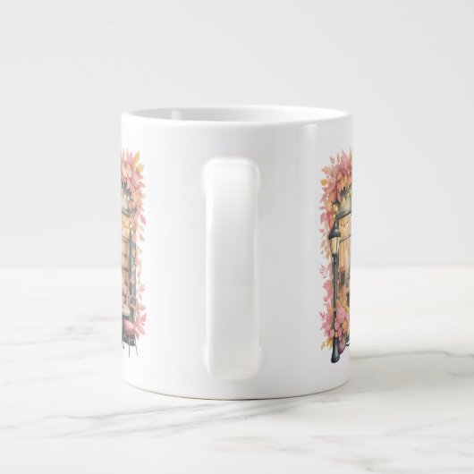 Herbst-Traum Café-Tasse — Gemütliche Blumenbuchhan Jumbo-Tasse (Rückseite)