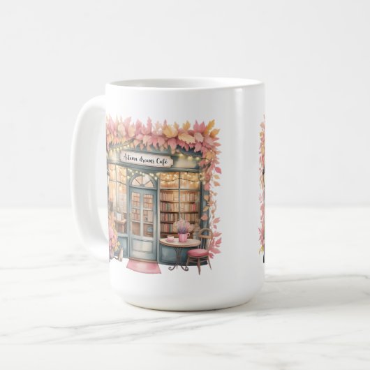 Herbst-Traum Café-Tasse — Gemütliche Blumenbuchhan Kaffeetasse (Vorderseite Links)