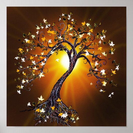 Herbst-Tree bei Sonnenuntergang Poster (Vorne)