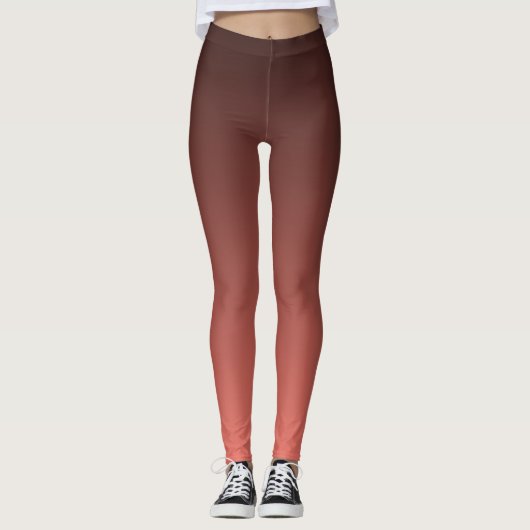 Herbst Trend Coral Sunset Ombre Leggings (Vorderseite)