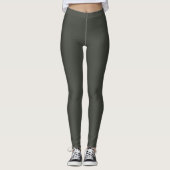 Herbst Trend Farbe Dunkler Wald Grauer Solid Leggings (Vorderseite)