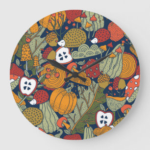 Herbst, Tupfen, Vintage, nahtloses Muster. Große Wanduhr