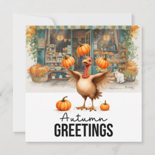 Herbst Türkei im Erntedank Florist Shop Feiertagskarte