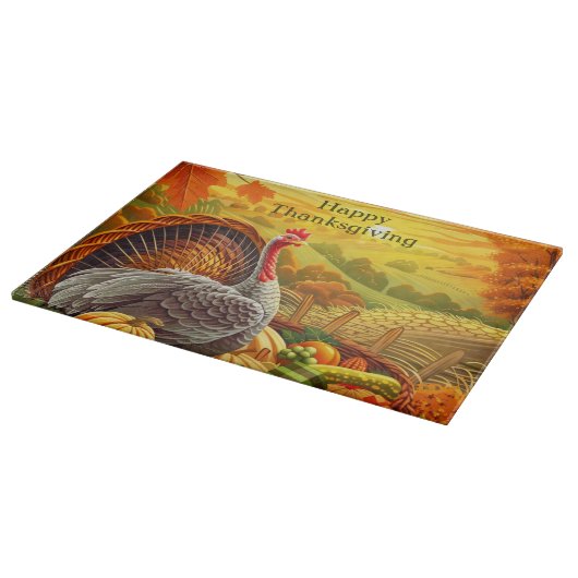 Herbst Türkei Pumpkins Erntedank Cutting Board Schneidebrett (Ecke)