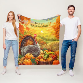 Herbst Türkei Pumpkins Erntedank Fleece Blanket
