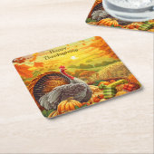 Herbst Türkei Pumpkins Erntedank Papier Untersetze Rechteckiger Pappuntersetzer (angewinkelt)