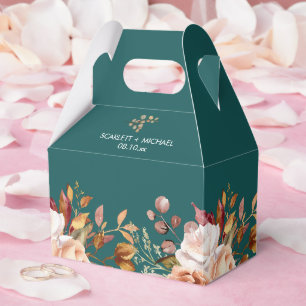 Herbst Türkis Aquarell Terrakotta Florale Hochzeit Geschenkschachtel