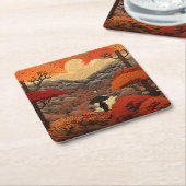 Herbst Ukiyo-e Japan Rechteckiger Pappuntersetzer (angewinkelt)