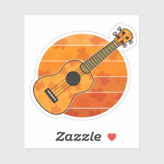 Herbst Ukulele Uke Player Herbst Erntedank Aufkleber (Blatt)