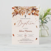 Herbst und Fall Orange Blume Marigold Taufe Einladung (Stehend Vorderseite)