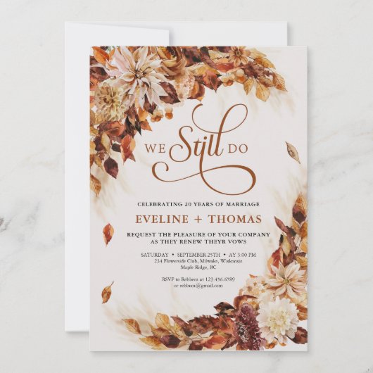 Herbst und Herbst Blume Blätter wir noch tun Einladung (Vorderseite)