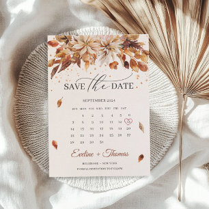Herbst und Herbst Blume Marigold Calendar Boho Save The Date