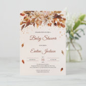 Herbst und Herbst Blume und Blätter Babydusche Einladung (Stehend Vorderseite)