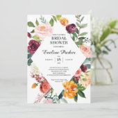 Herbst und Herbst Blush Burgund Orange Blume Einladung (Stehend Vorderseite)