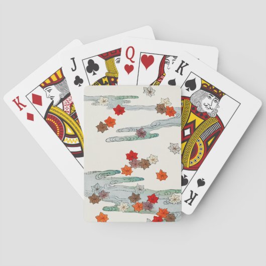 Herbst- und Wasserillustration.  Spielkarten (Rückseite)