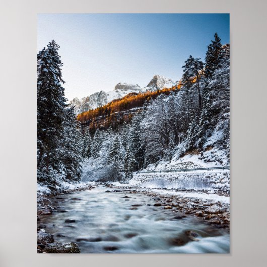 Herbst und Winter Fluss, Wald und Berge Poster (Vorne)