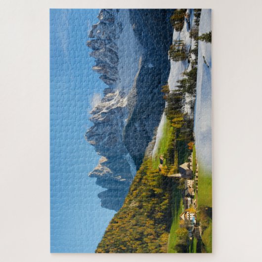 Herbst und Winter in den Dolomitbergen Puzzle (Vertikal)