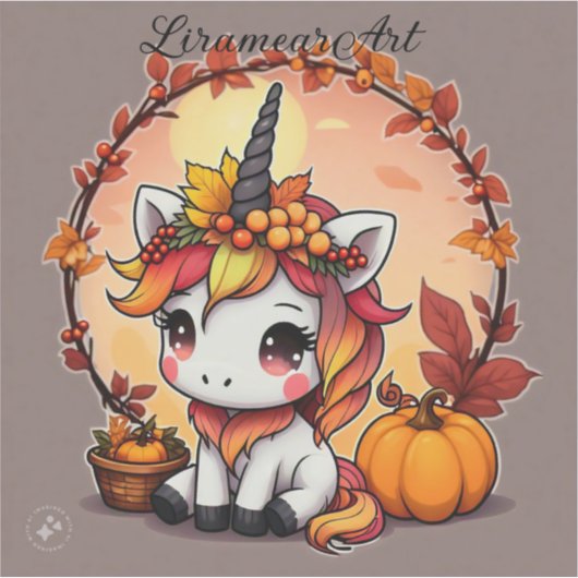 Herbst Unicorn Aufkleber (Vorderseite)