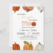 Herbst unser kleiner Kürbis, der zwei 2. Geburtsta Einladung (Vorderseite)