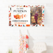 Herbst Unser kleiner Pumpkin 1. Geburtstag Foto Banner (Insitu)
